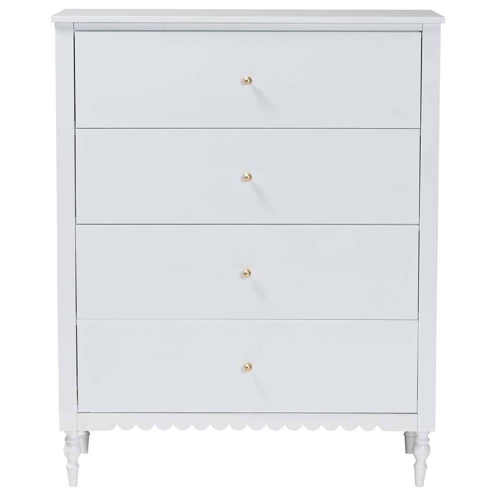 Baxton Studio Roni 4-Drawer Chest in White, , large