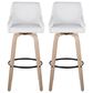 LumiSource Hannah Swivel Bar Stool with White Faux Leather Upholstery in Whitewashed and Black (Set of 2), , large