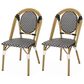 Hearth and Haven Outdoor French Bistro Chair in White, Black and Yellow (Set of 2), , large