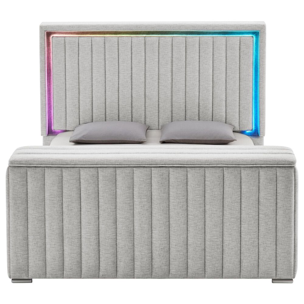 Global Furniture USA Elias King Bed with Speaker, TV lift, and Fireplace, , large