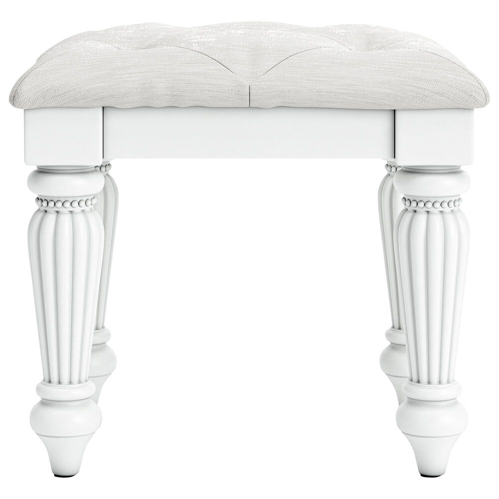 Ashley Kozlani Upholstered Vanity Stool in Matte White, , large