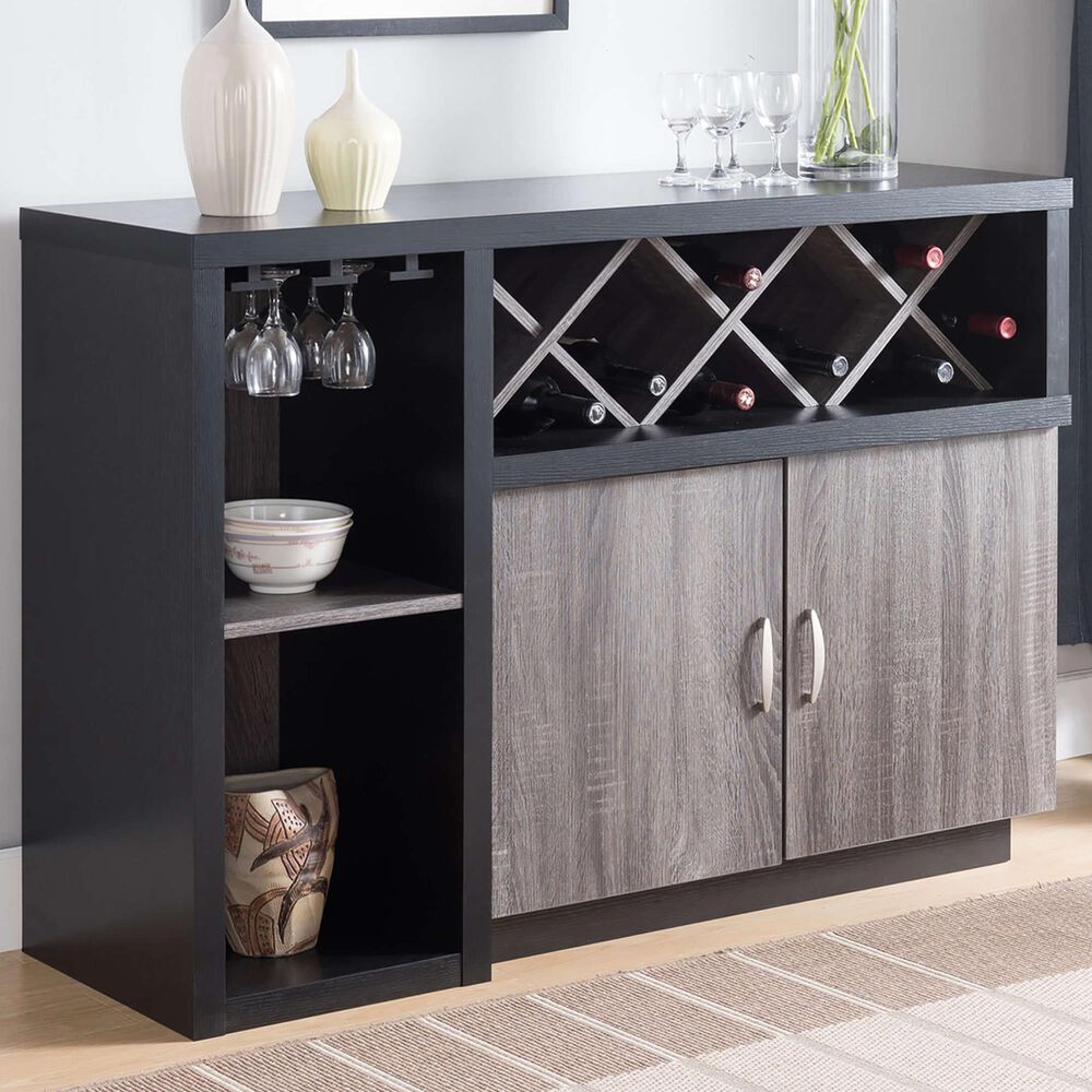 Furniture of America Landers Wine Cabinet in Gray and Dark Taupe, , large