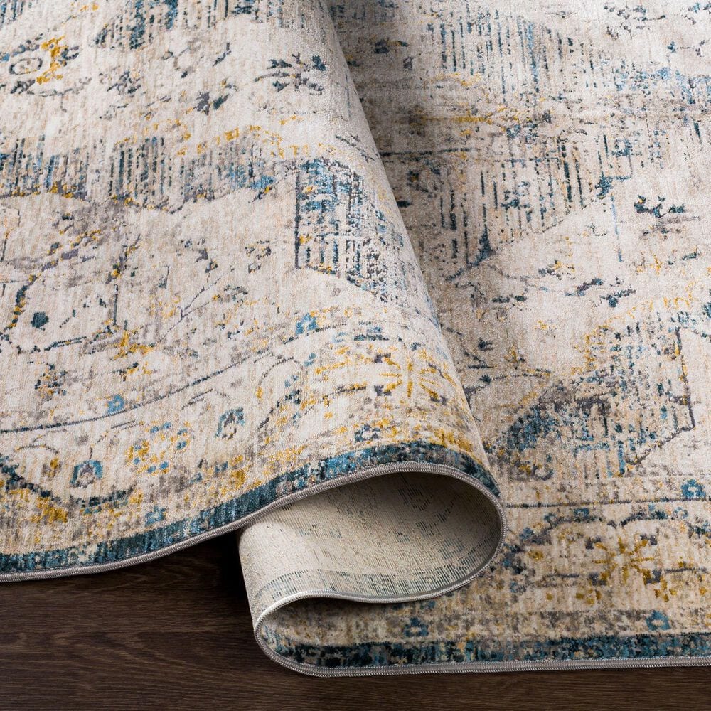Surya Cardiff CDF-2303 Medium Gray, Light Blue, Mustard and Dark Blue 2&#39; x 2&#39;11&quot; Area Rug, , large
