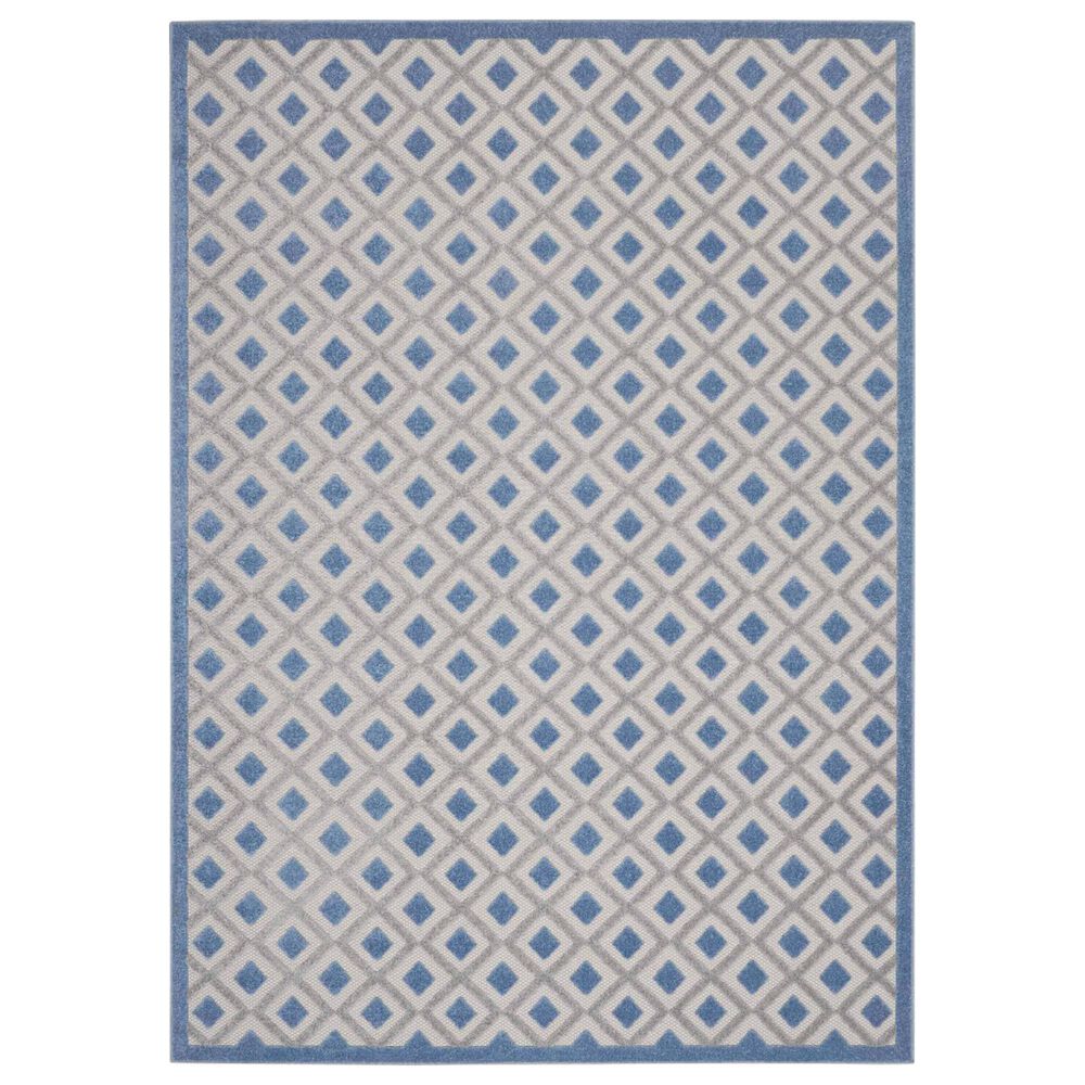 Nourison Aloha ALH26 9" x 12" Blue and Grey Indoor/Outdoor Area Rug, , large