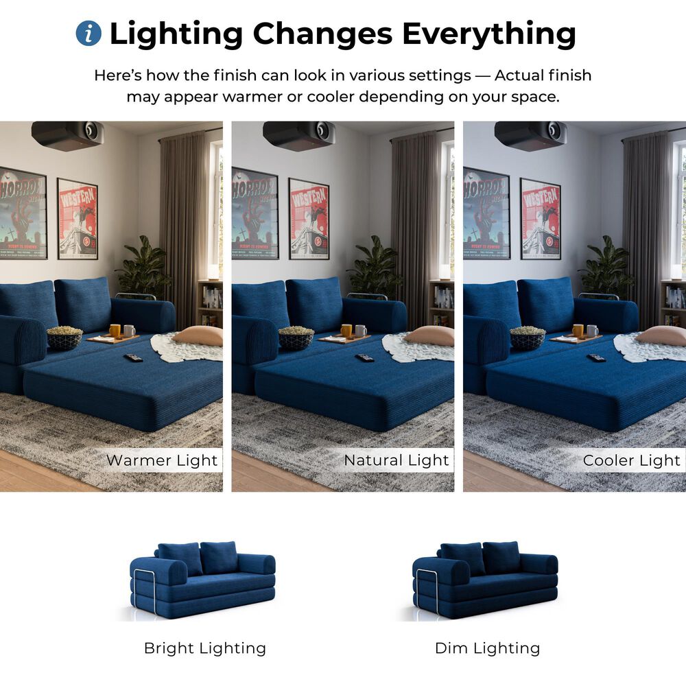 Furniture of America Ellis Stationary Modular Customizable Space-Saving Sofa in Blue, , large