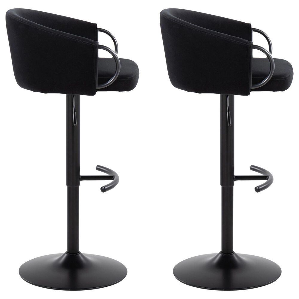 LumiSource Claire Swivel Adjustable Barstool with Black Velvet Upholstery in Black (Set of 2), , large