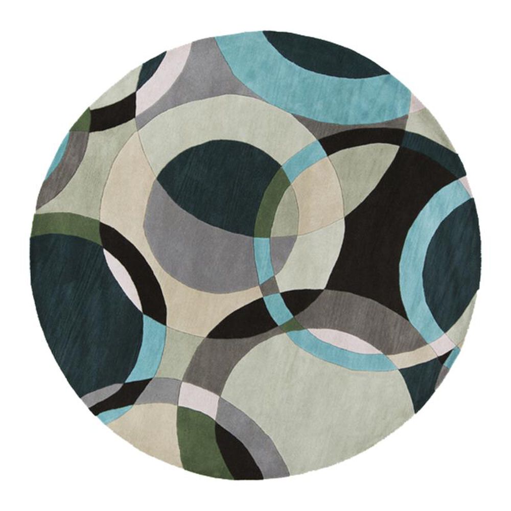 Surya Forum FM-7157 8" Round Green, Ivory and Black Area Rug, , large