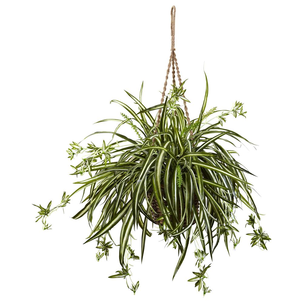Nearly Natural Inc Spider Plant Hanging Basket, , large
