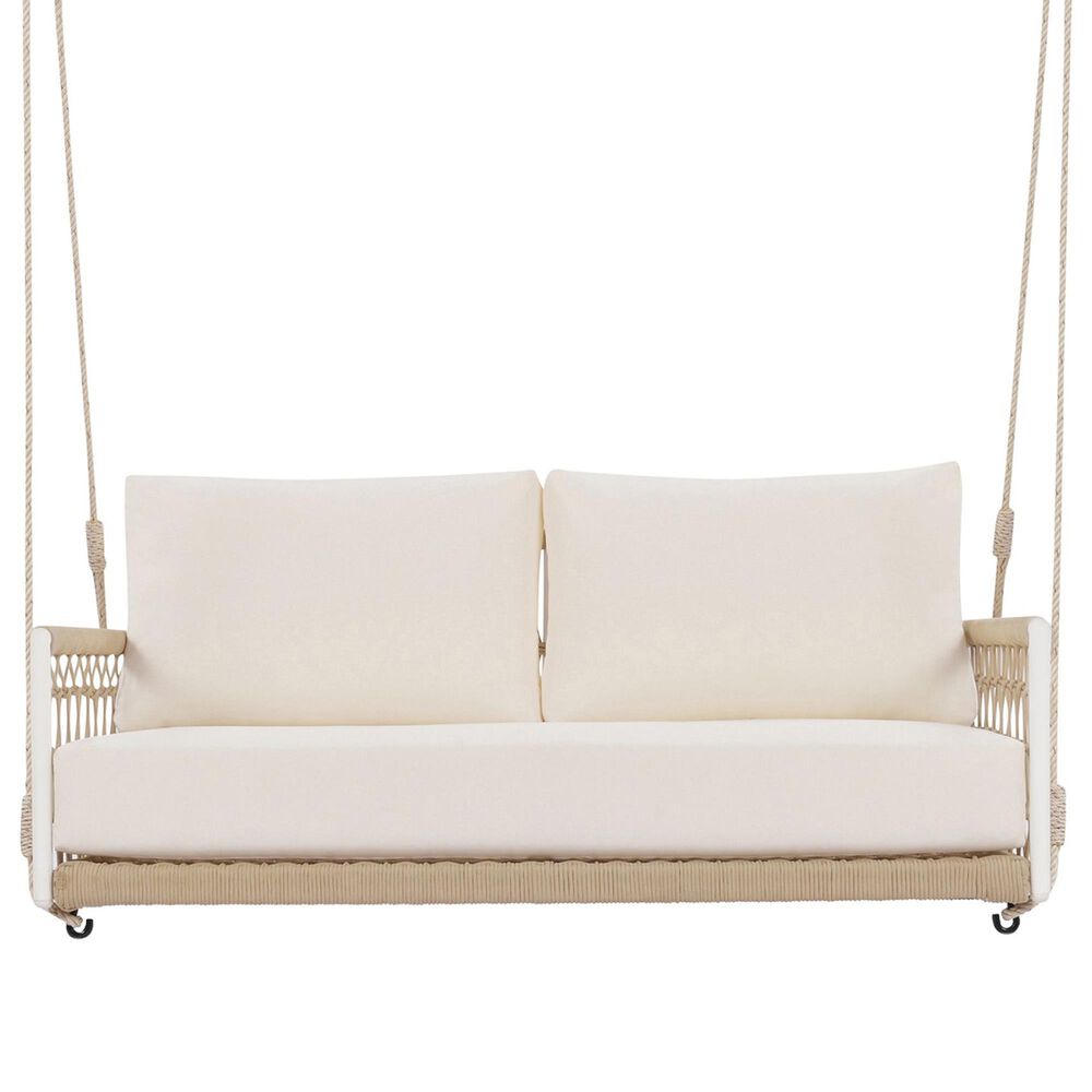 HOMLUX Patio Woven Rope Swing Sofa with White Steel in Beige, , large
