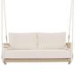 HOMLUX Patio Woven Rope Swing Sofa with White Steel in Beige, , large