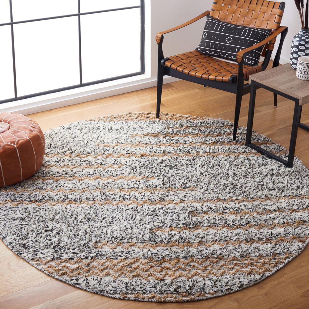 Safavieh Natura NAT720Z 6&#39; Round Ivory and Black Area Rug, , large