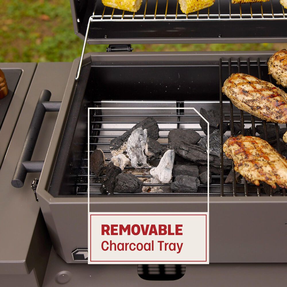 Tytus Emberwood Grill and Prep Cart with Charcoal Tabletop Grill in Gunmetal Gray, , large
