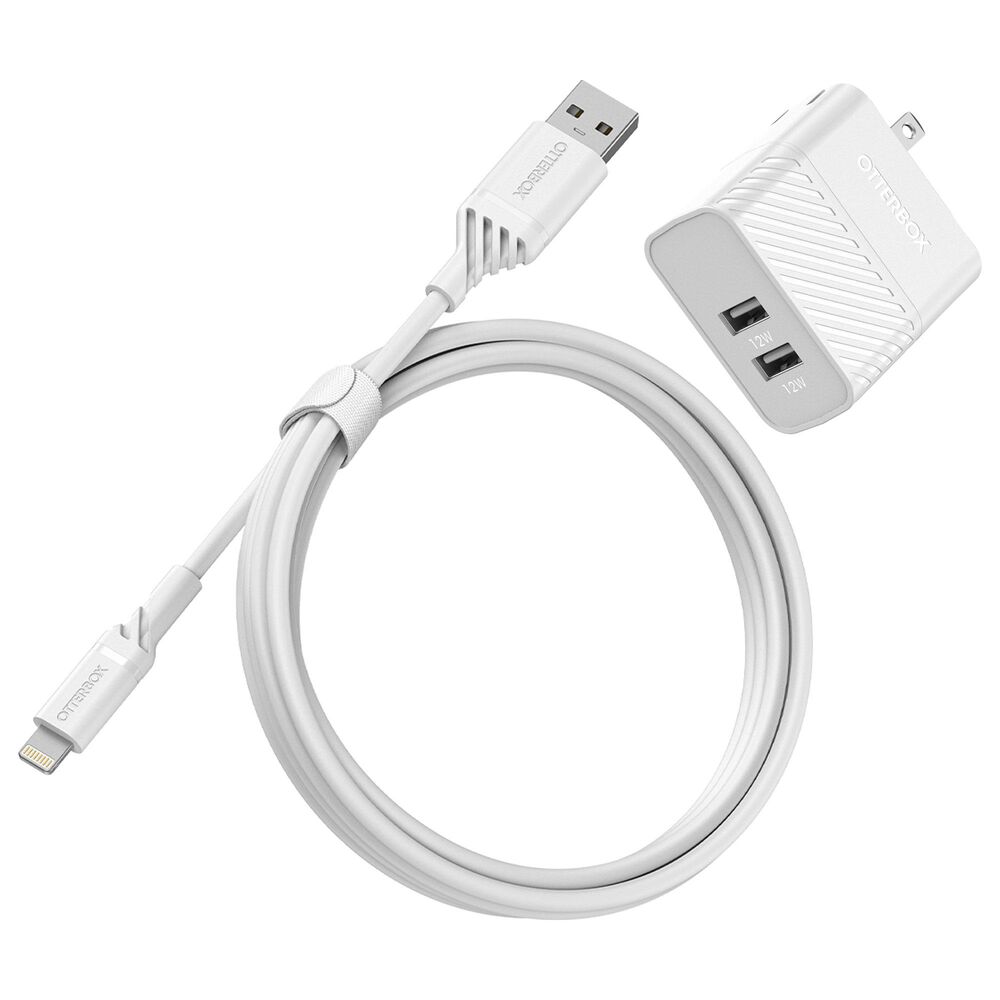 Otterbox Standard Lightning to USB-A Wall Charging Kit in Cloud Dream White, , large