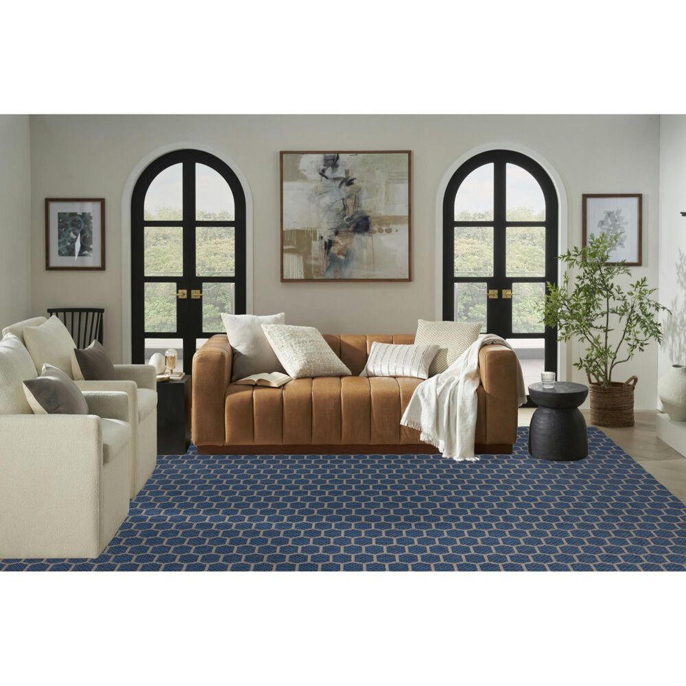 Nourison Twist Reversible 9&#39; x 12&#39; Blue Indoor/Outdoor Area Rug, , large