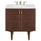 James Martin Vanities Amberly 30" Single Bathroom Vanity in Walnut with 3 cm Ethereal Noctis Quartz Top and Rectangular Sink, , large