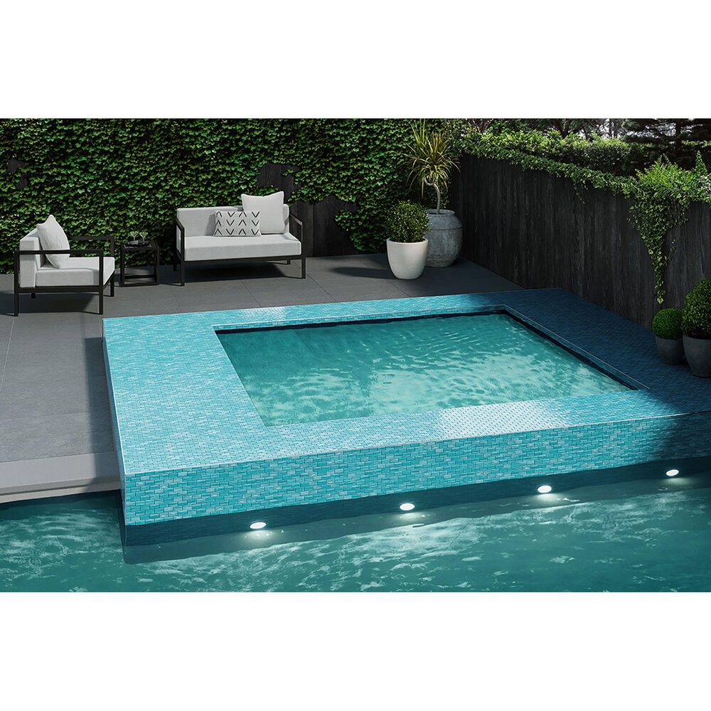 Emser Swirl Aqua 1&quot; x 2&quot; Rectangle on 12&quot; x 12&quot; Glass Mosaic Sheet, , large