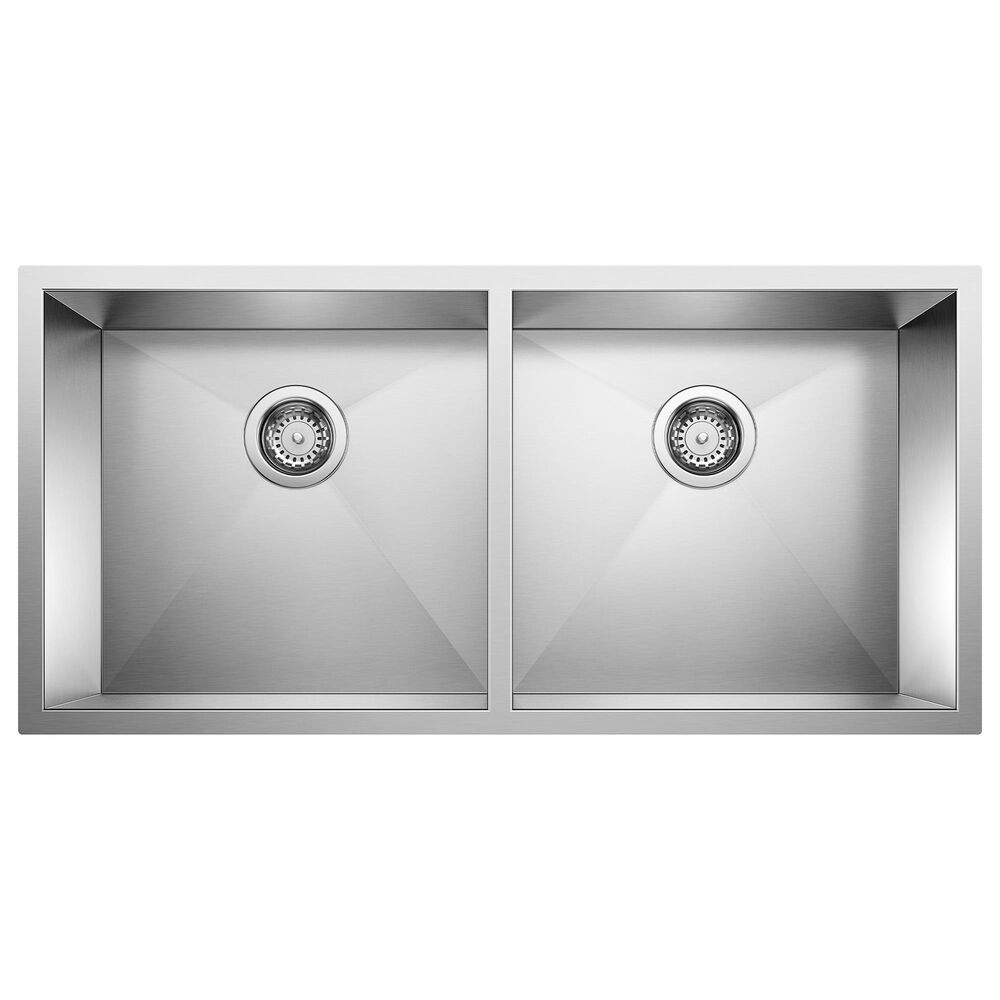 Blanco Precision 37" R0 Equal Double Bowl Kitchen Sink in Satin Polished, , large