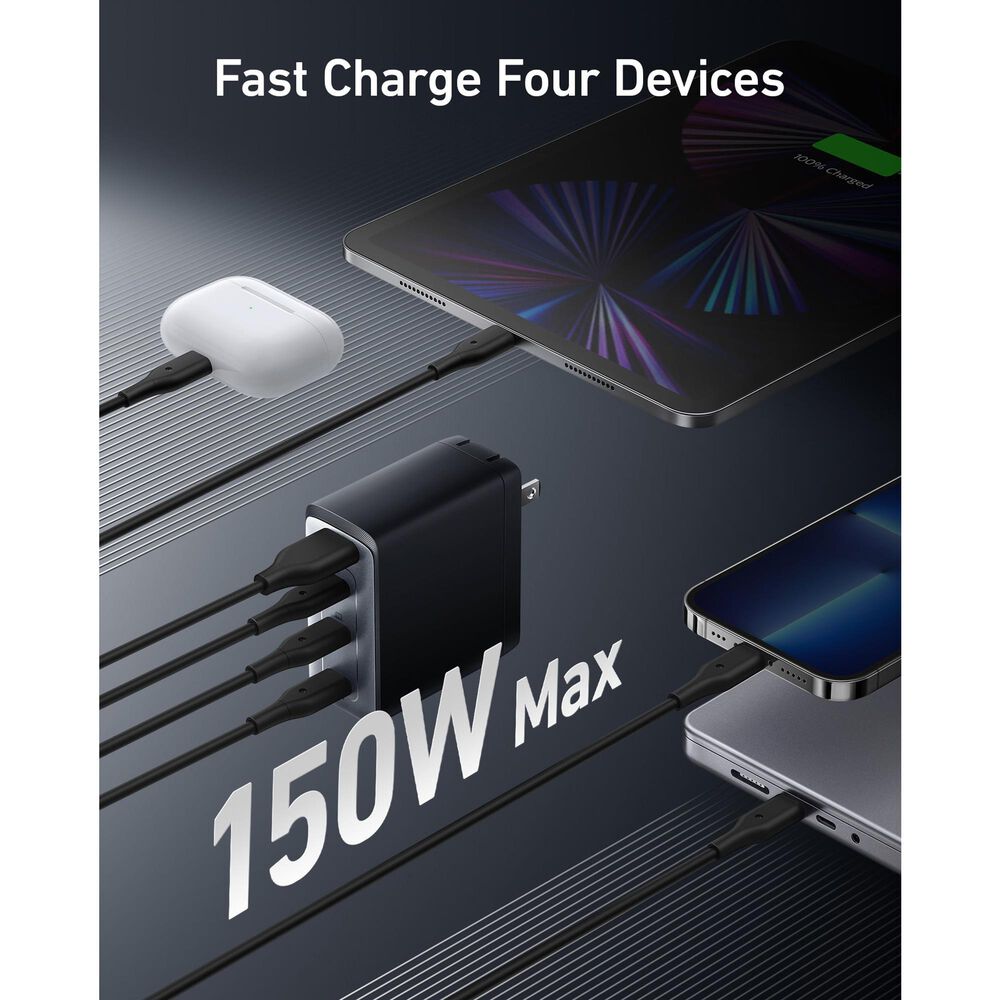 Anker 747 Charger GaNPrime 150W 4-Port USB Charger in Black, , large