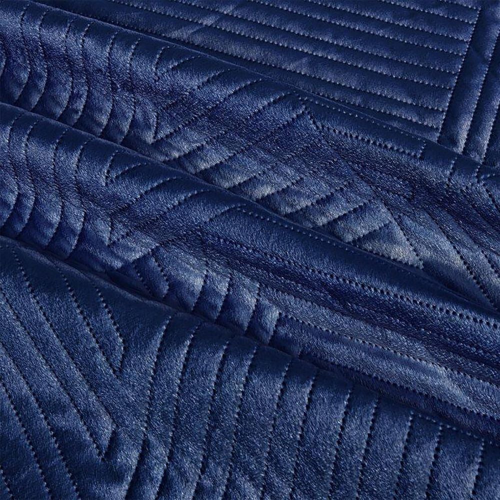 Duke Imports Virah Bella Micromink 3-Piece King Quilt Set in Striped Navy Weave, , large