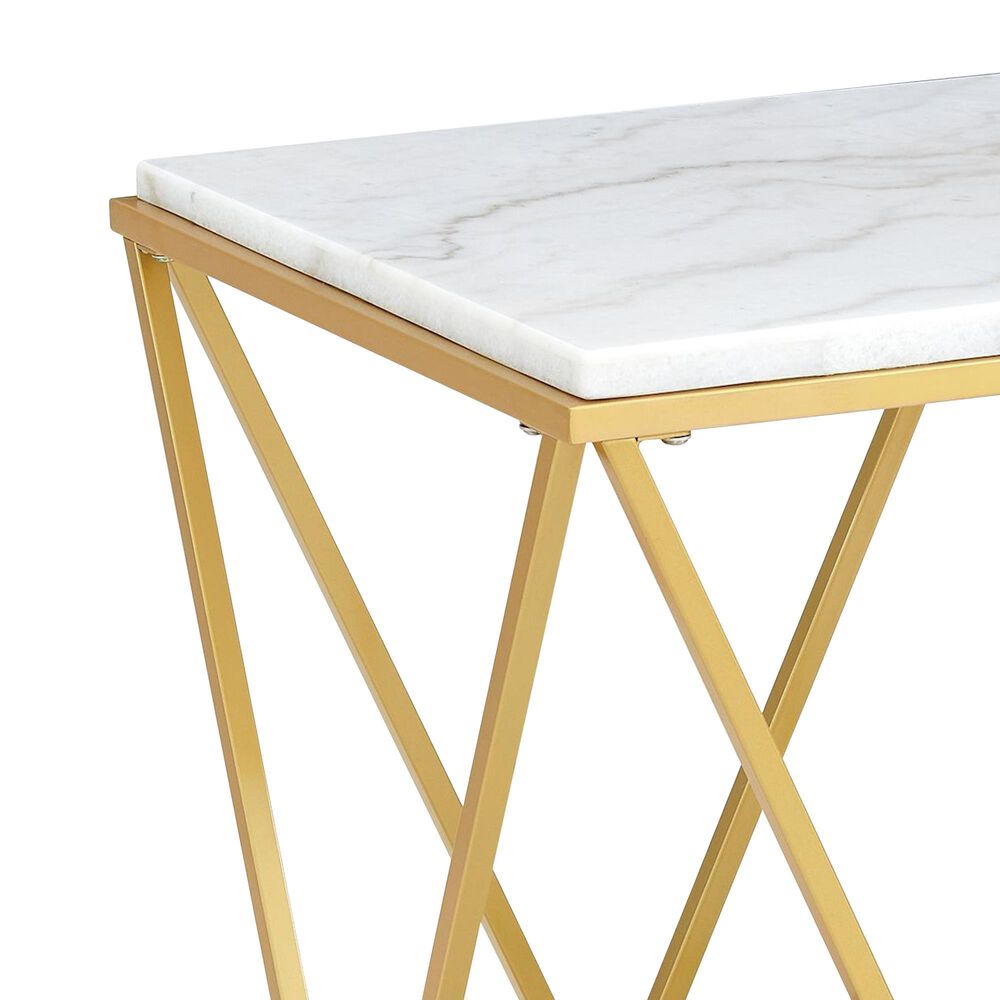 Mayberry Hill Riko End Table in Gold and White, , large