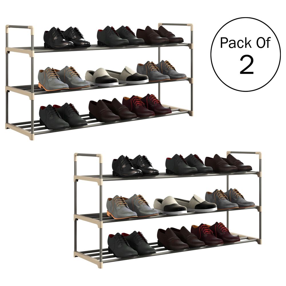 Timberlake 3-Tier Shoe Rack in Gray and White &#40;Set of 2&#41;, , large
