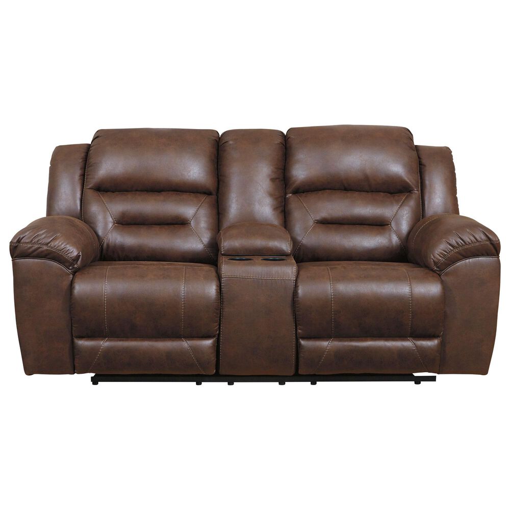 Ashley Stoneland Power Reclining Loveseat with Console in Chocolate, , large