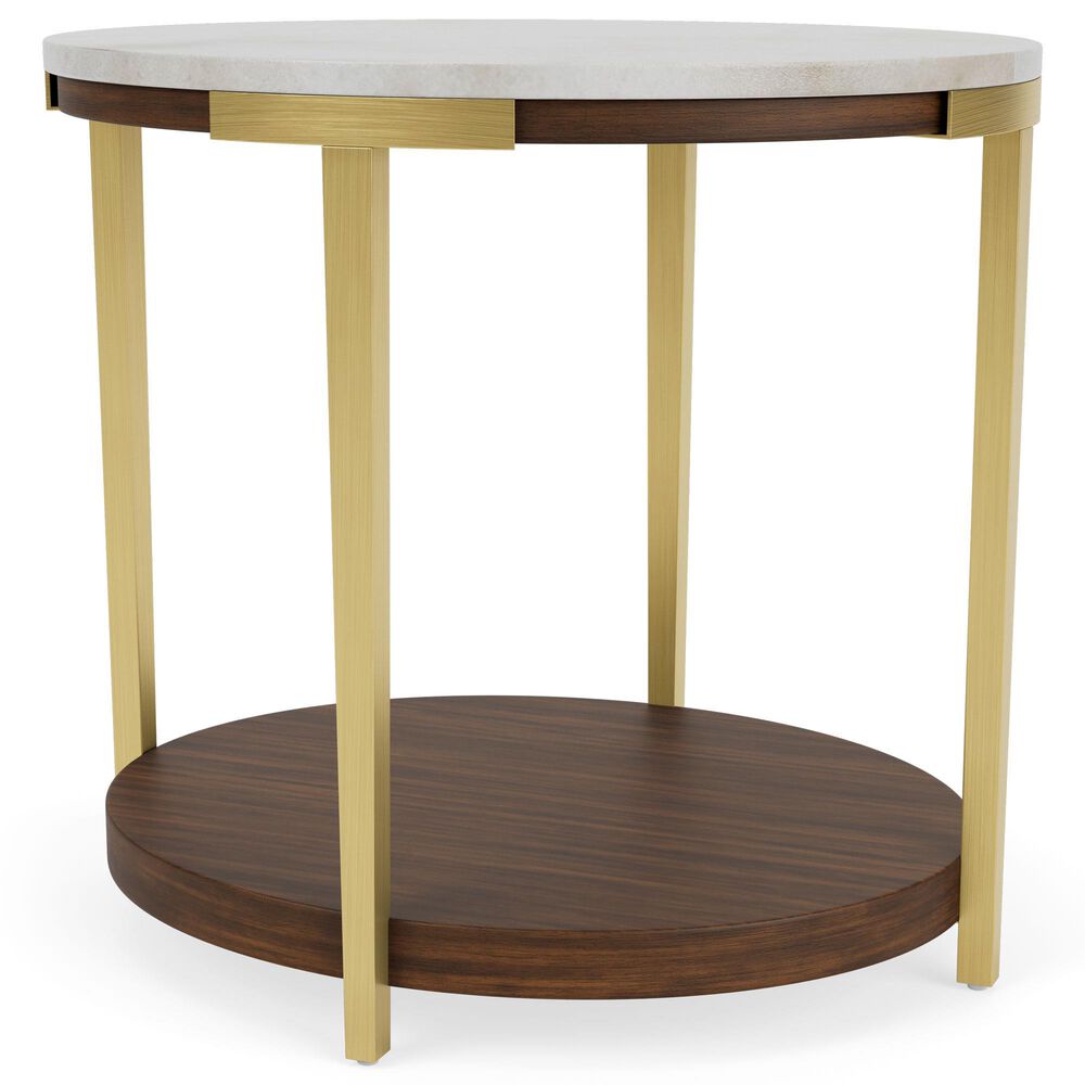 Riverside Furniture Emery Oval End Table in Smoked Cherry and Bronze, , large