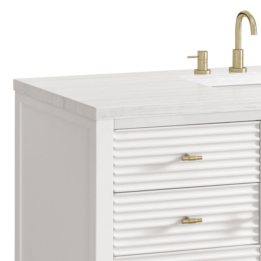 James Martin Vanities Myrrin 48&quot; Vanity in Bright White with 3cm Arctic Fall Solid Surface Top, , large