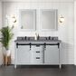 Lexora Home Marsyas 60" Double Bathroom Vanity in White with Grey Quartz Top and Rectangular Sinks, , large