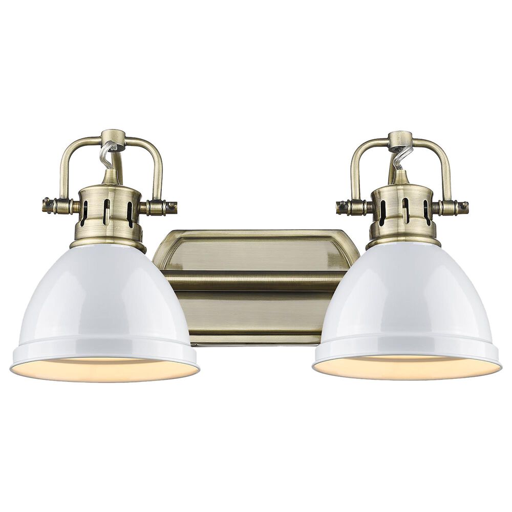 Golden Lighting Duncan 2-Light Bath Vanity in Aged Brass w/ White, , large