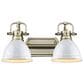 Golden Lighting Duncan 2-Light Bath Vanity in Aged Brass w/ White, , large