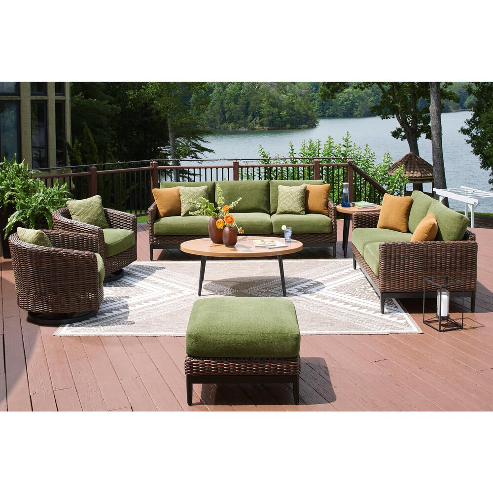Ashley Horizon Hall Outdoor Ottoman with Cushion in Green, , large