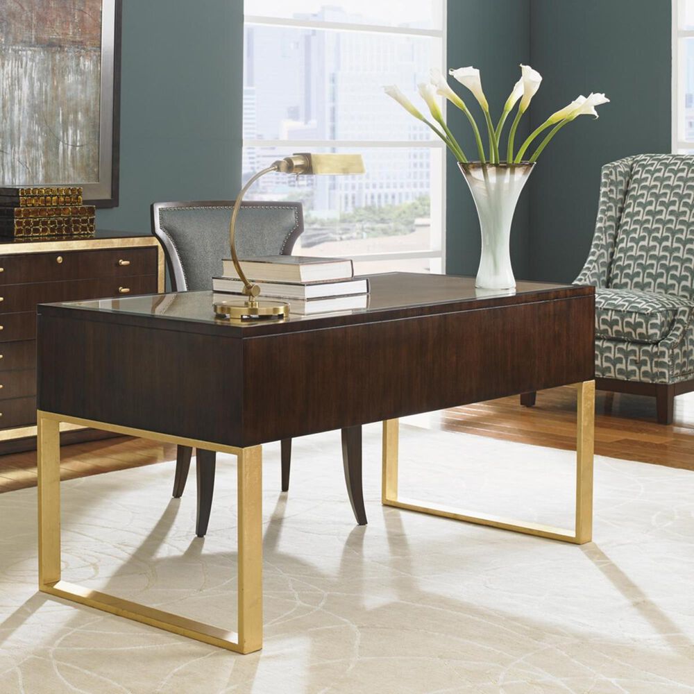 Sligh Bel Aire Melrose Writing Desk with Gold Base in Walnut, , large