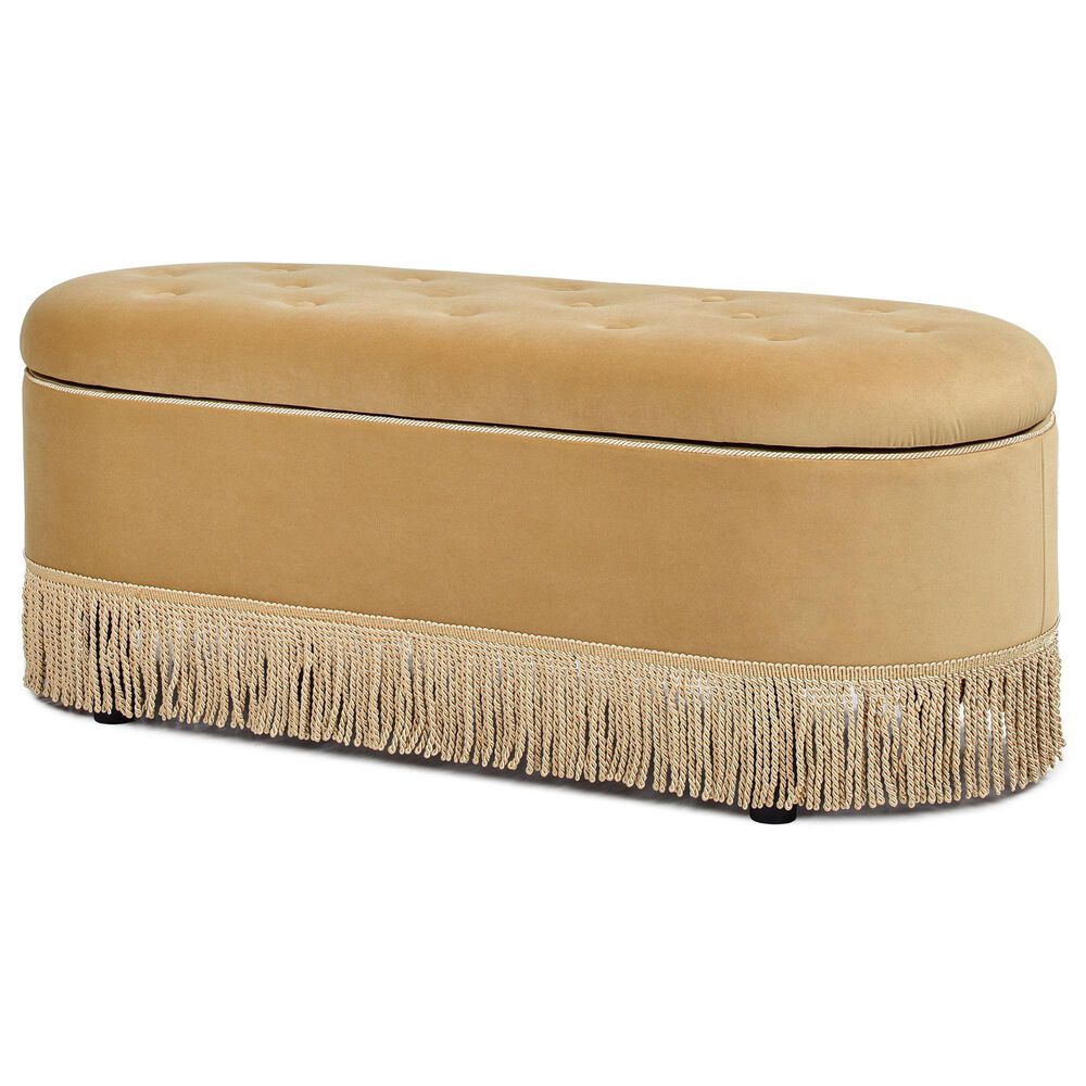 Jennifer Taylor Home Melinda Storage Bench with Tufted Bullion Fringe in Gold, , large