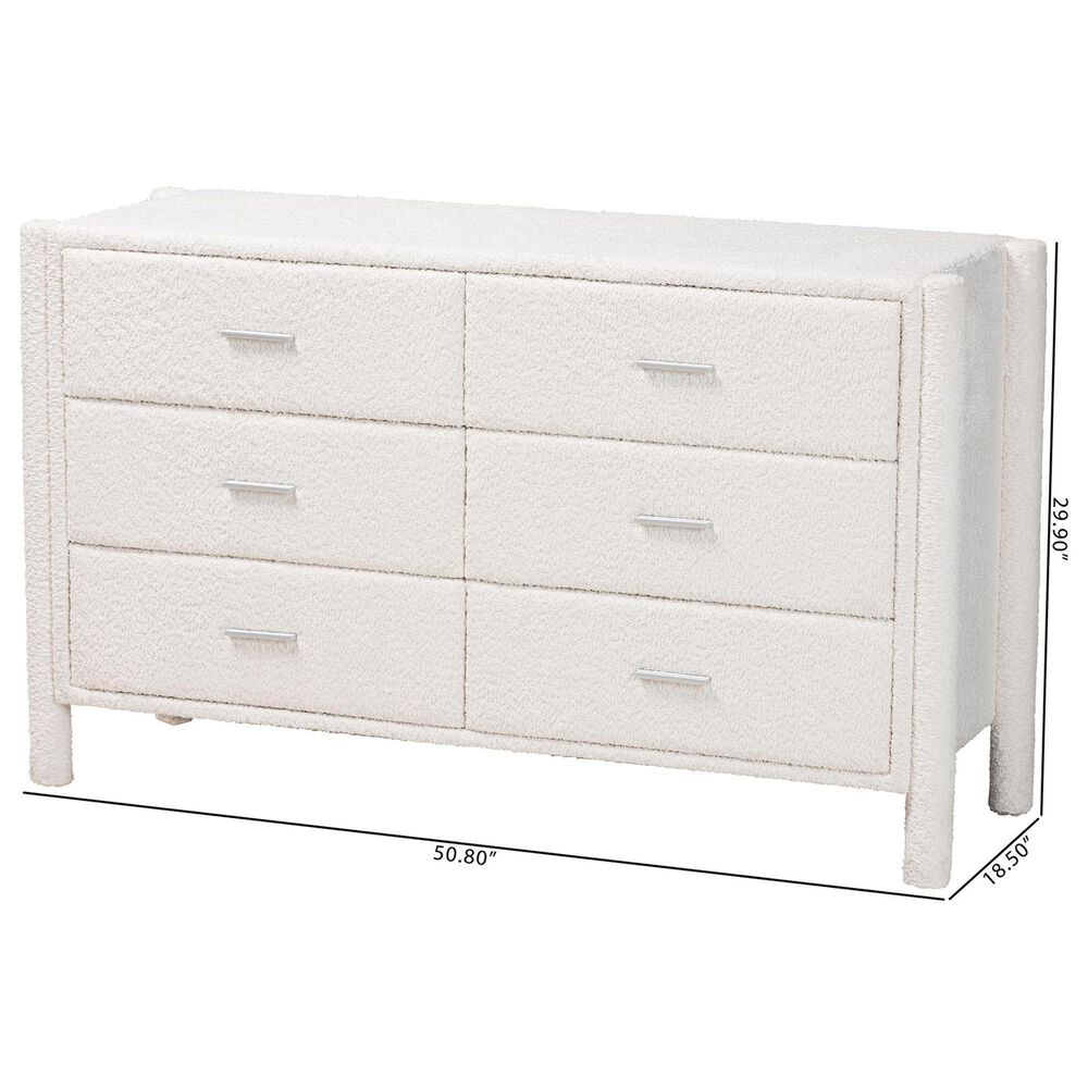 Baxton Studio Laria 6-Drawer Dresser in White, , large