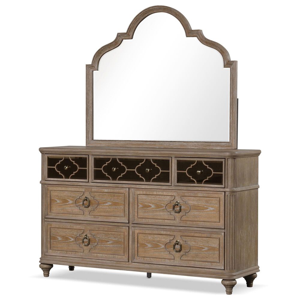 Furniture of America Lyris 7-Drawer Dresser and Mirror in Rustic Oak, , large