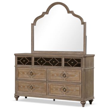 Furniture of America Lyris 7-Drawer Dresser and Mirror in Rustic Oak, , large