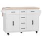 HOMLUX 56.5"" Kitchen Island with Drop Leaf in White and Natural, , large