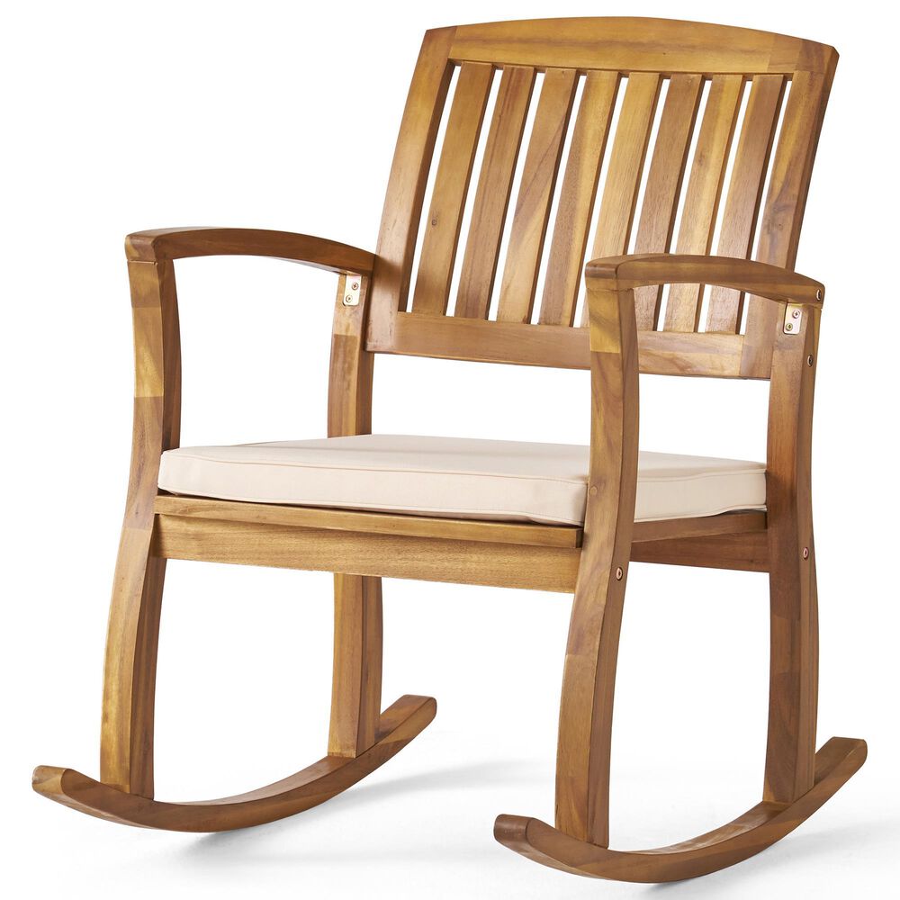 Noble House Selma Patio Rocking Chair in Cream, , large