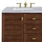 James Martin Vanities Amberly 60" Double Bathroom Vanity in Walnut with 3 cm Carrara White Marble Top and Rectangular Sinks, , large