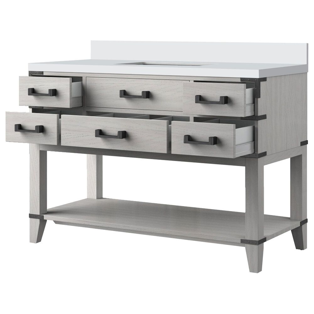 Lexora Home Norwalk 48&quot; Single Bathroom Vanity in White Oak with White Cultured Marble Top and Rectangular Sink, , large