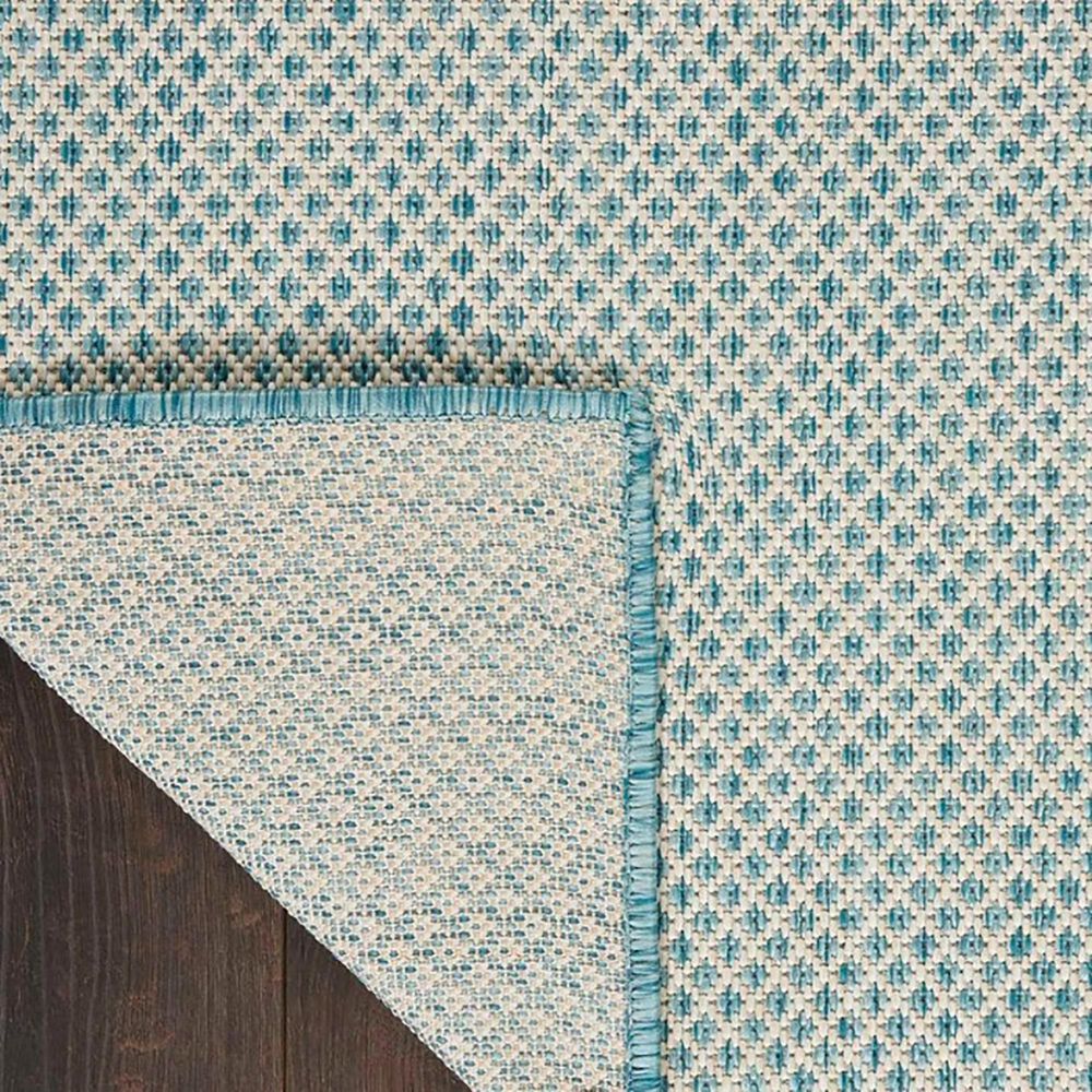 Nourison Courtyard Ivory and Aqua 8&#39; x 10&#39; Indoor/Outdoor Area Rug, , large