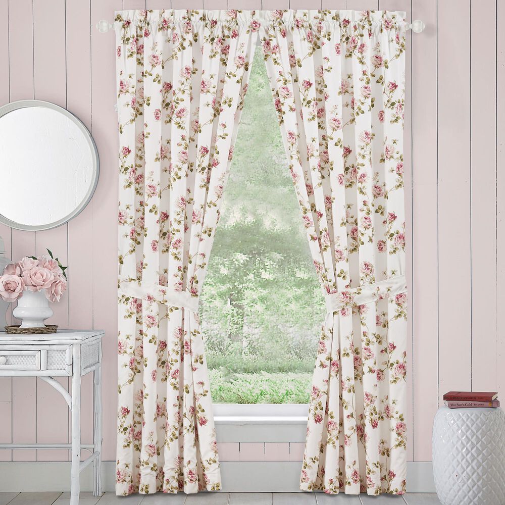 Royal Court Rosemary 84&quot; x 41&quot; Window Panel Pair in White and Pink, , large