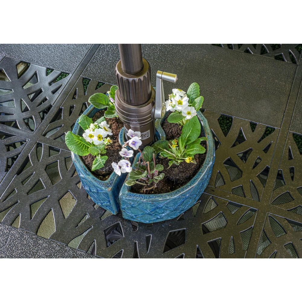 Alfresco Home Trellis Round Umbrella Patio Planter in Atlantis Blue &#40;Set of 2&#41;, , large