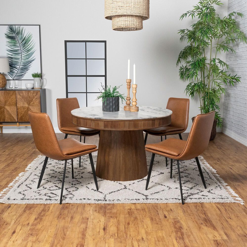 Pacific Landing Ortega Pedestal Dining Table in Natural and White - Table Only, , large