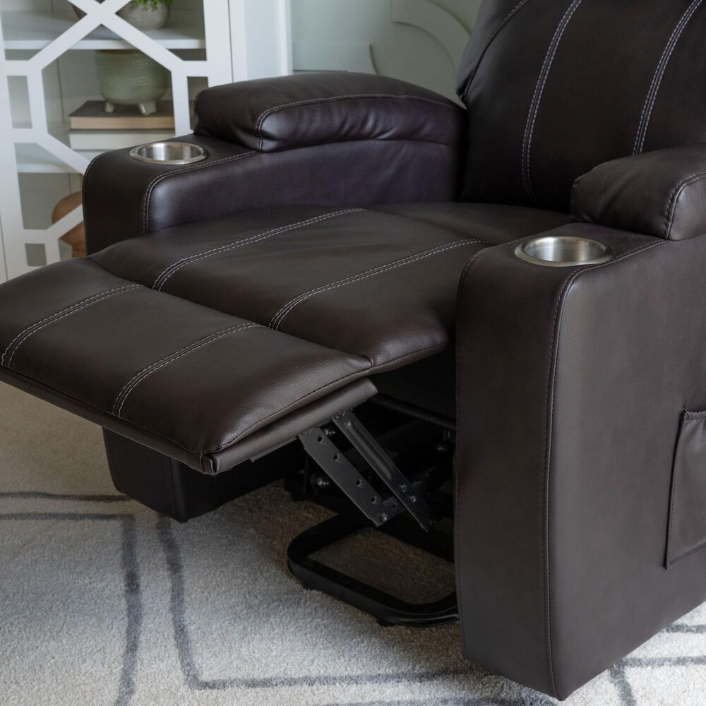 Linon Home Decor Peoria Power Lift Recliner in Chocolate, , large