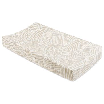 Babyletto Oat Stripe Changing Pad Cover in White and Gray, , large