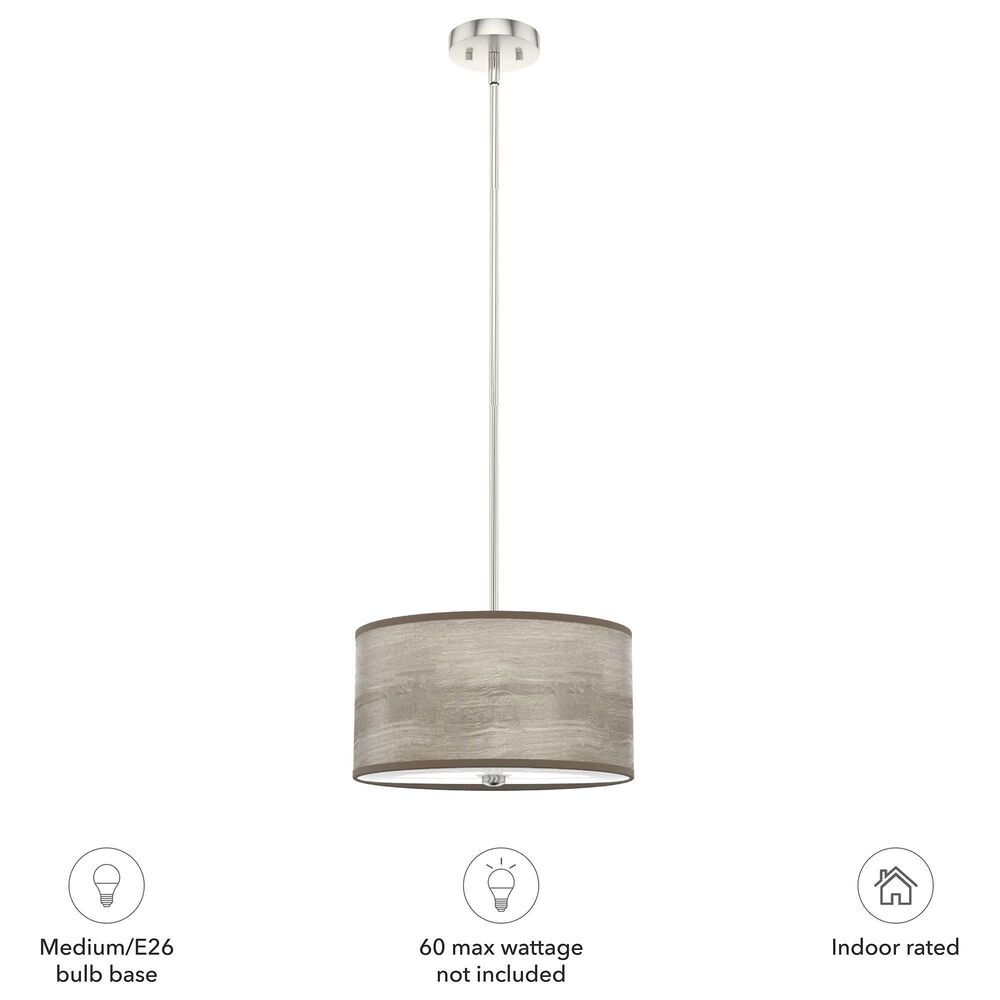 Hunter Solhaven 2-Light Mini Pendant with Light Gray Oak Shade in Brushed Nickel, , large