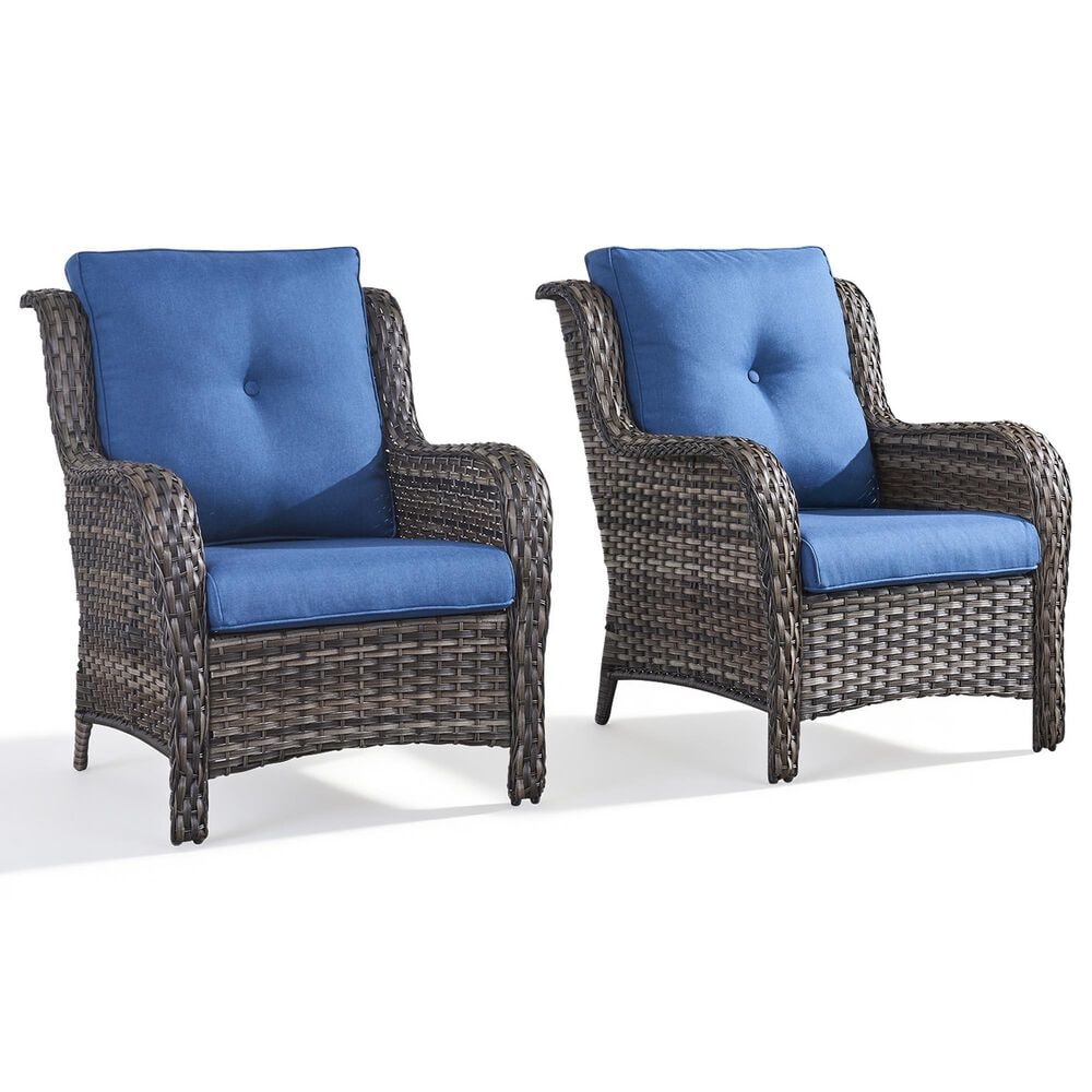 Sunwell Garden Patio Chair with Gray Frame in Navy (Set of 2), , large