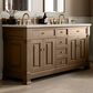 James Martin Vanities Brookfield 72" Double Bathroom Vanity in Pecan with 3cm Lime Delight Quartz Top and Rectangular Sinks, , large